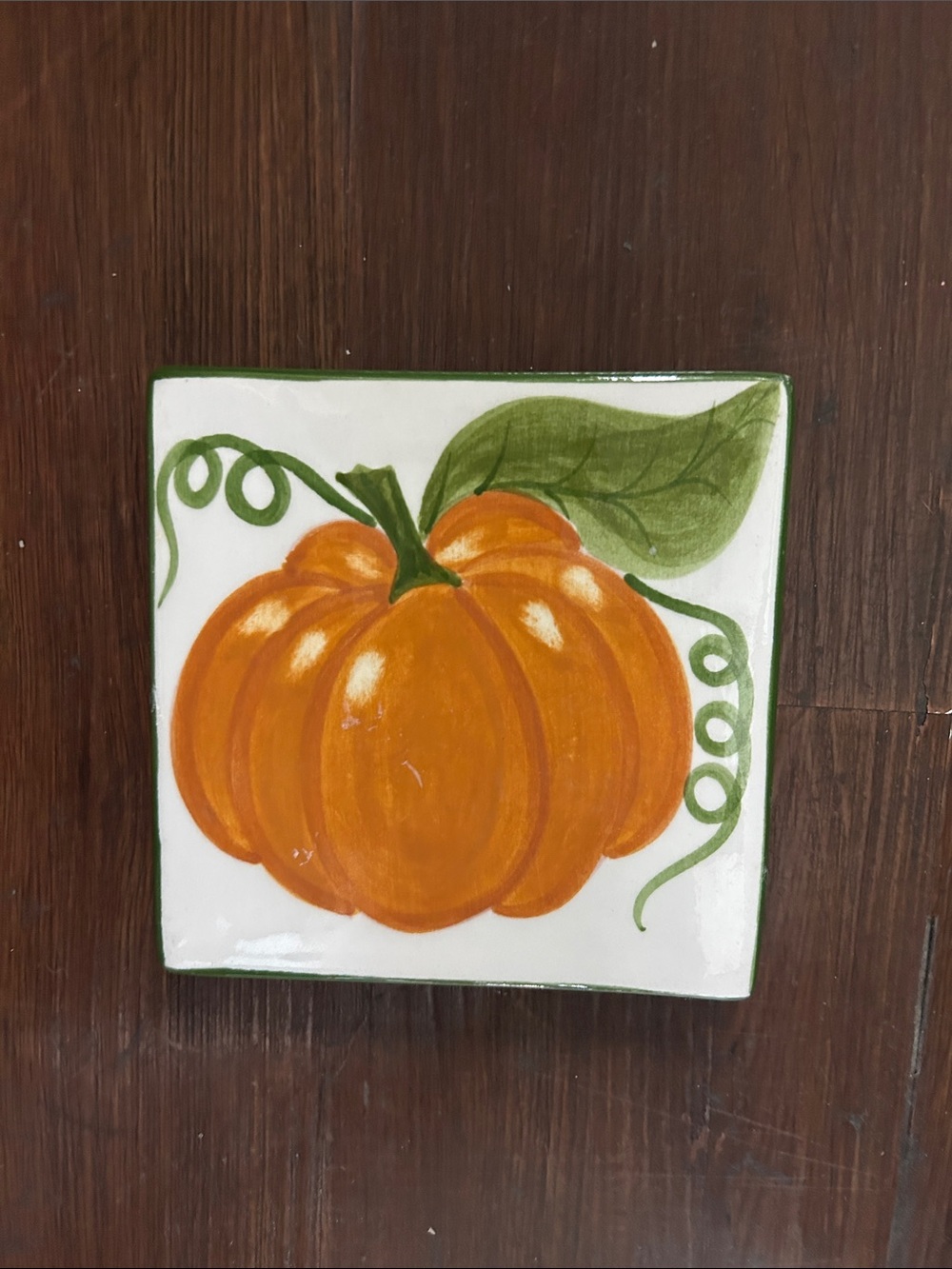 Williams Sonoma ceramic pumpkin trivet fall decor